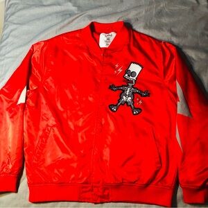 The Simpsons 20th TV Matt Groening Electric Bart Satin Full-Snap Jacket Red XXL